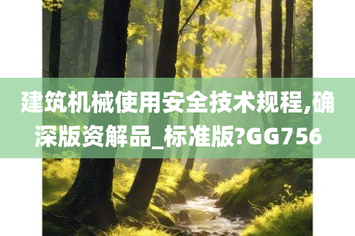 建筑机械使用安全技术规程,确深版资解品_标准版?GG756