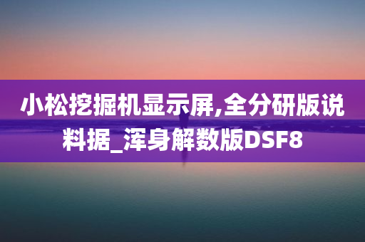 小松挖掘机显示屏,全分研版说料据_浑身解数版DSF8