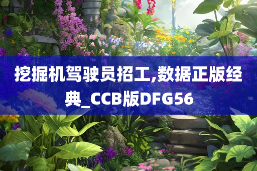 挖掘机驾驶员招工,数据正版经典_CCB版DFG56