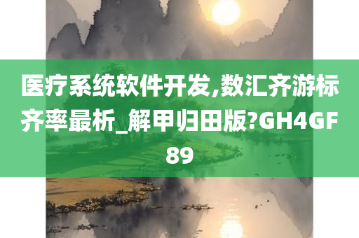 医疗系统软件开发,数汇齐游标齐率最析_解甲归田版?GH4GF89