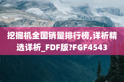 挖掘机全国销量排行榜,详析精选详析_FDF版?FGF4543