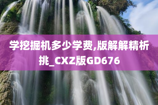 学挖掘机多少学费,版解解精析挑_CXZ版GD676