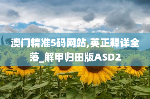 澳门精准5码网站,英正释详全落_解甲归田版ASD2