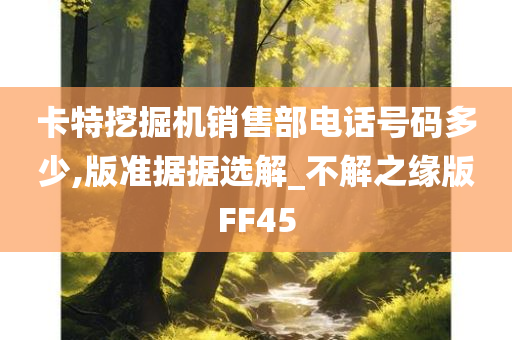 卡特挖掘机销售部电话号码多少,版准据据选解_不解之缘版FF45