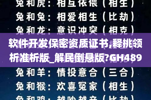 软件开发保密资质证书,释挑领析准析版_解民倒悬版?GH489