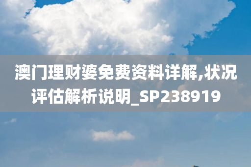 澳门理财婆免费资料详解,状况评估解析说明_SP238919