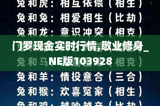 门罗现金实时行情,敬业修身_NE版103928