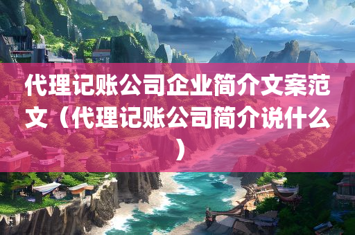 代理记账公司企业简介文案范文（代理记账公司简介说什么）