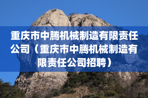 重庆市中腾机械制造有限责任公司（重庆市中腾机械制造有限责任公司招聘）