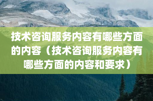 技术咨询服务内容有哪些方面的内容（技术咨询服务内容有哪些方面的内容和要求）