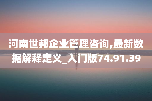 河南世邦企业管理咨询,最新数据解释定义_入门版74.91.39