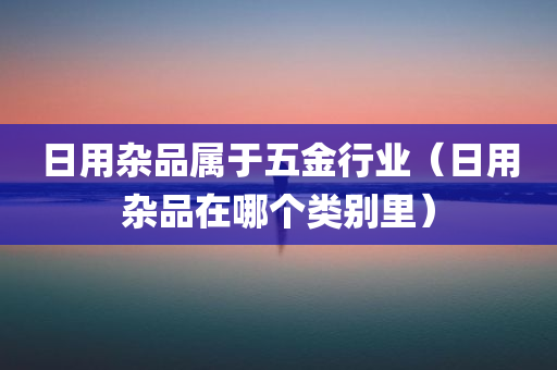 日用杂品属于五金行业（日用杂品在哪个类别里）