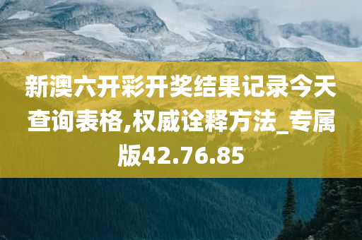 新澳六开彩开奖结果记录今天查询表格,权威诠释方法_专属版42.76.85